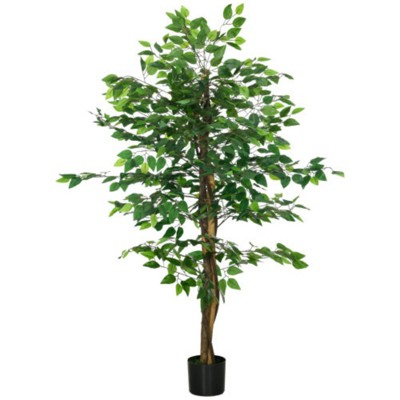 Maggift Artificial Plant 5ft Artificial Ficus with Pot Indoor Outdoor Fake Plant for Home and Office Living Room, Green, 6"*6"*59"