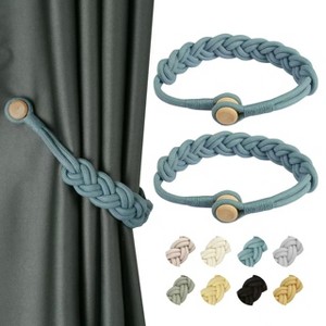 Tree City Natural Cotton Rope Curtain Tiebacks Elegant Boho Style Dark Gray - 1 of 4