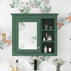 NicBex Wall Mounted Bathroom Storage Cabinet,30'' x28'' Medicine Cabinet with 3 Open Shelves and Mirror,Bathroom Storage Cabinet for Bathroom - 1 of 4