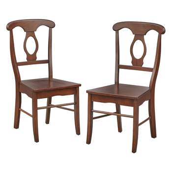 Open-Back Wood Dining Chairs, Warm Natural Tone (Set of 2) Loon Peak