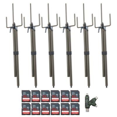 Stealth Cam Trail Camera Mount Stick with 32GB Memory Cards and Card Reader (6 Pack)