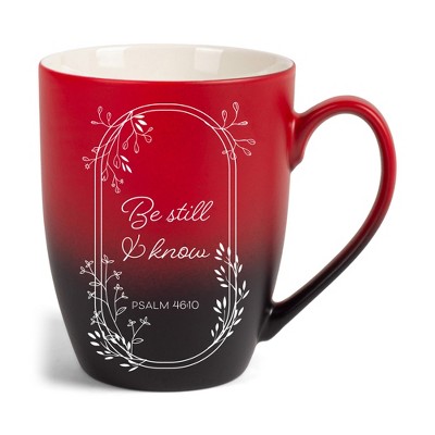 Elanze Designs Be Still And Know Two Toned Ombre Matte Red and Black 12 ounce Ceramic Stoneware Coffee Cup Mug