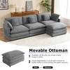 Whisen 112" Modern Design Modular Sofa Couch Upholstered Corduroy L-Shape Sectional Sofa with Side Storage Pockets - 4 of 4