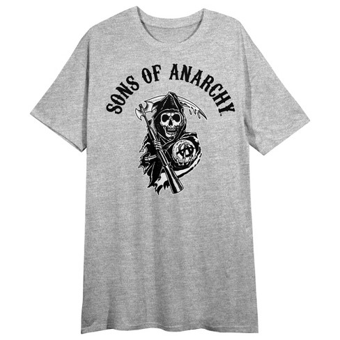 Sons Of Anarchy Women\'s Heather Grey Short Sleeve Night Shirt : Target