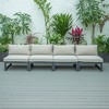 LeisureMod Chelsea 4-Piece Outdoor Patio Sectional Set – Black Powder-Coated Aluminum, Cushions, Weather-Resistant - 3 of 4