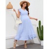 Womens Maternity V Neck Dress Ruffle Sleeve Pocket Baby Shower Maxi Dress - 4 of 4