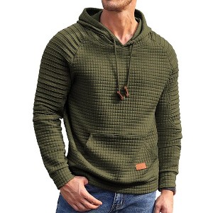 COOFANDY Mens Hoodies Pullover Casaul Long Sleeve Drawstring Waffle Knit Hooded Sweatshirt with Kanga Pocket - 1 of 4