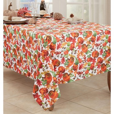 Autumn Pumpkin Foliage Rectangular Fabric Tablecloth