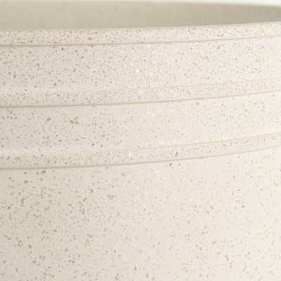 Marson Beige Resin and Wood Wastebasket