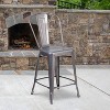 Flash Furniture 24'' High Clear Coated Indoor Counter Height Stool with Back - 2 of 4