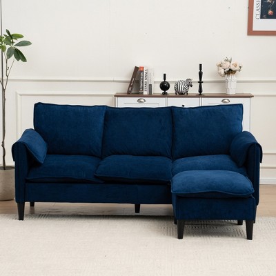 SKRAN 3-Seater Modern L-Shaped Sectional Sofa with Movable Ottoman＆Storage,, Sleeper Deep Seat Cloud Couch for Living Room, Apartment, Office