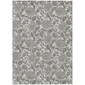 Ivory And Gray Floral Washable Indoor Outdoor Area Rug - 1 of 4