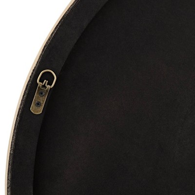 Natural Wood Round Wall Mirror with Ivory Distressing