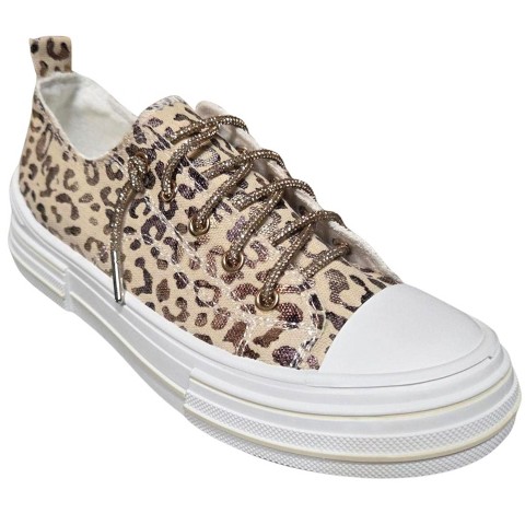 Женские кроссовки Very G Womens Aman Leopard Lace Up Canvas Sneaker, Natural (7.5)