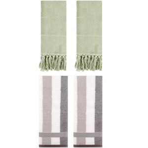 REGALWOVEN 4 Pcs Cotton Bathroom Hand Towels for Home Decoration - 1 of 4