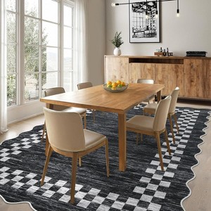COZONY Scalloped Geometric Area Rug, Washable Stain Resistant Carpet for Dining Room Home Office Family Room - 1 of 4