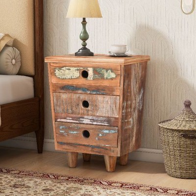 Christopher Knight Home Handcrafted Mango Wood End Table, Round Pedestal Side Table for Living Room, Round Small Table, Boho Small Sofa Table