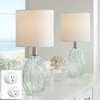 360 Lighting Rita 14 3/4" High Small Modern Accent Table Lamps Set of 2 WiFi Smart Socket Blue-Green Glass Living Room Bedroom Bedside Nightstand - 2 of 4