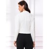 INSPIRE CHIC Women's Tweed Stand Collar Business Open Front Cropped Jacket - 3 of 4
