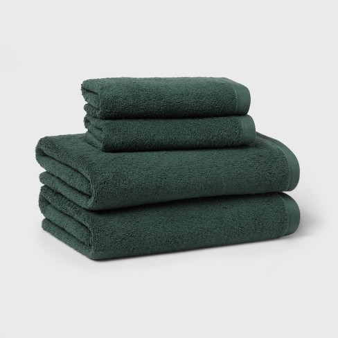 8pc Cotton Bath Towel Set Dark Green