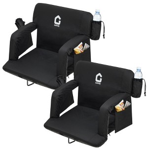 Extra Wide Stadium Seat with Back Support & Padded Cushion - Reclining Bleacher Chair with 6 Adjustable Angles, Anti-Slip Mat, with Cup Holders - 1 of 4