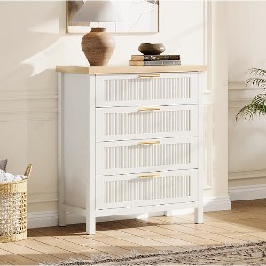 Dresser for Bedroom Rattan Chest of Dressers Tall Dresser for Closet with Drawers Boho Night Stand Large - 1 of 3
