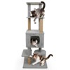 Costway 64” Tall Cat Tree with 2 Large Condos, Jute Scratching Posts, Plush Top Perch Beige/Dark Gray/Light Gray - 2 of 2