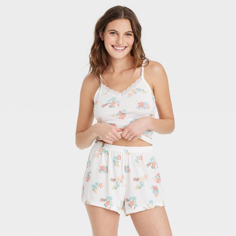 Women's Lace Trim Pajama Set - Colsie™, 2 of 6