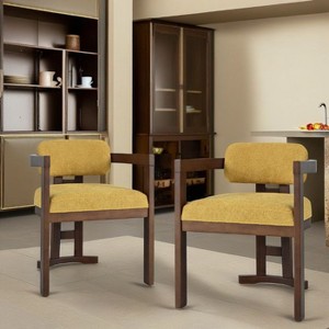 CAVINAS Set of 2 Dining Chairs with Rubberwood Frame, 30.5" H Velvet Upholstered Dining Room Chair - 1 of 4