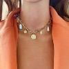 Gold Charm Necklace for Women White Pearl Choker Necklace Head Portrait Square Pendant Necklace Boho Charm Necklace Beach Necklace Jewelry for Women - 3 of 4