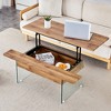 VYNXARIA Multifunctional Lift Top Coffee Table -Light Wood Color Grain Sticker.Tempered Glass Legs,Lift Top Feature,for Living Rooms And Office - 2 of 4