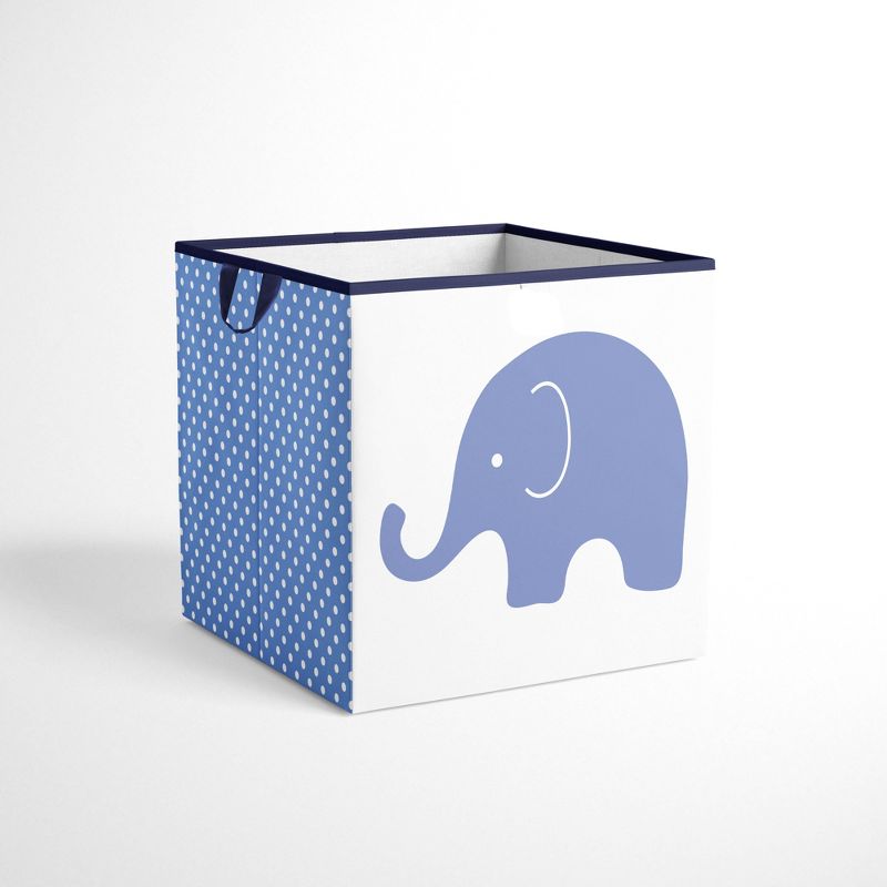 Bacati - Elephants Blue/Gray Storage Box Small, 1 of 7