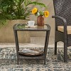 MOEPISY Patio End Table with Glass Top, Brown - 3 of 4