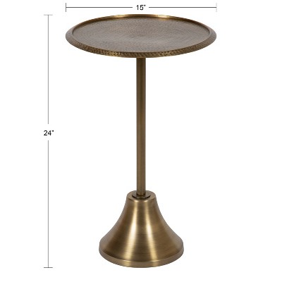 Sanzo Gold Round Hammered Metal Side Table