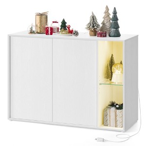 SONGMICS HOME Superfast Toolless Assembly, Storage Cabinet, Accent Buffet Cabinet with Lighting and Glass Shelf, Sideboard, Minimalist - 1 of 4