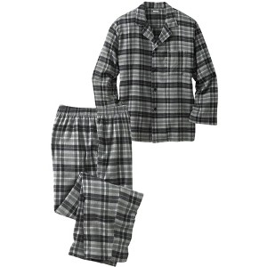 KingSize Men's Big & Tall Plaid Flannel Pajama Set - 1 of 4