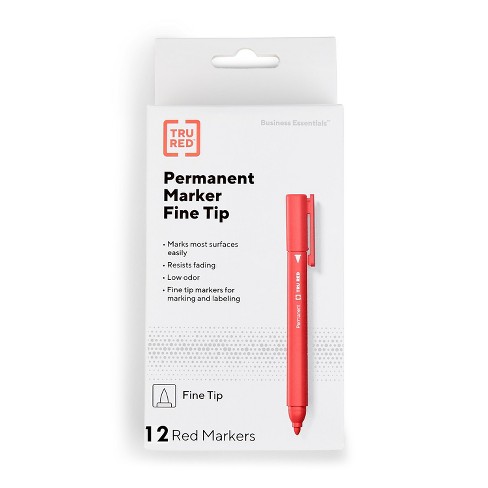 Tru Red Pen Permanent Markers Ultra Fine Tip Red Dozen Tr54540 : Target