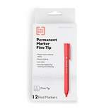 TRU RED Pen Permanent Markers Fine Tip Red Dozen TR54539