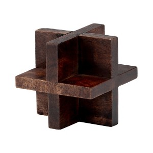 Wood Geometric Sculpture - Rustic Handcrafted Decorative Object for Shelf, Desk, or Table - Wooden Accent for Home & Office - 1 of 4