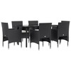 vidaXL 7 Piece Patio Dining Set with Cushions Black - 63" Table Length 6 Items - 3 of 4