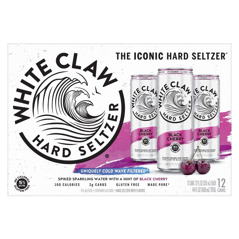 White Claw Black Cherry Hard Seltzer - 12pk/12 fl oz Slim Cans, 5 of 11