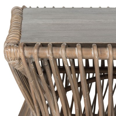 Gray Rectangular Wood and Metal Coffee Table