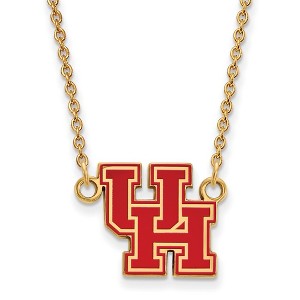 Black Bow Jewelry 14k Yellow Gold Plated Sterling Silver Houston Cougars NCAA Necklace 18 Inch - 1 of 4