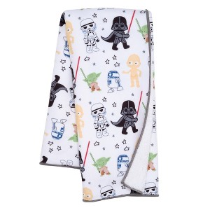 Lambs & Ivy Star Wars Classic Fleece Baby Blanket - Yoda/Darth Vader/R2-D2/C-3PO - 1 of 4