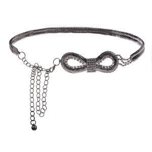 Anna-Kaci Women's Bow Waist Chain with Crystal Accents and Adjustable Extender - Black - 1 of 4