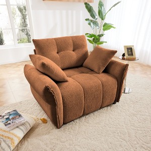 47" Single Seater Sofa with High-Resilience Support Cushions and Throw Pillows,  Modern Design for Living Room White - 1 of 4