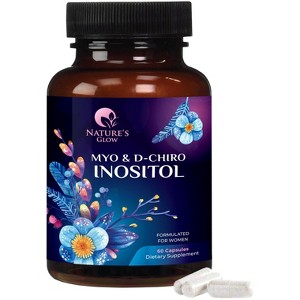 Myo-Inositol & D-Chiro Inositol 40:1 Ratio - Ovarian Health & Hormone Support - 60 Capsules By Nature's Glow - 1 of 4