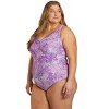 Sporti Sporti Plus Size Jungle Floral Conservative Printed Girl Leg One Piece Swimsuit Mushroom 26W - 4 of 4