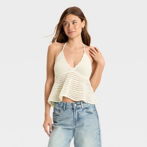 Women's Openwork Peplum Halter Pullover Sweater - Wild Fable™ - 1 of 3