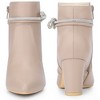 BLISSFUL STEP Rhinestone Bow Pointed Toe Chunky Heel Ankle Boots for Women - 2 of 4